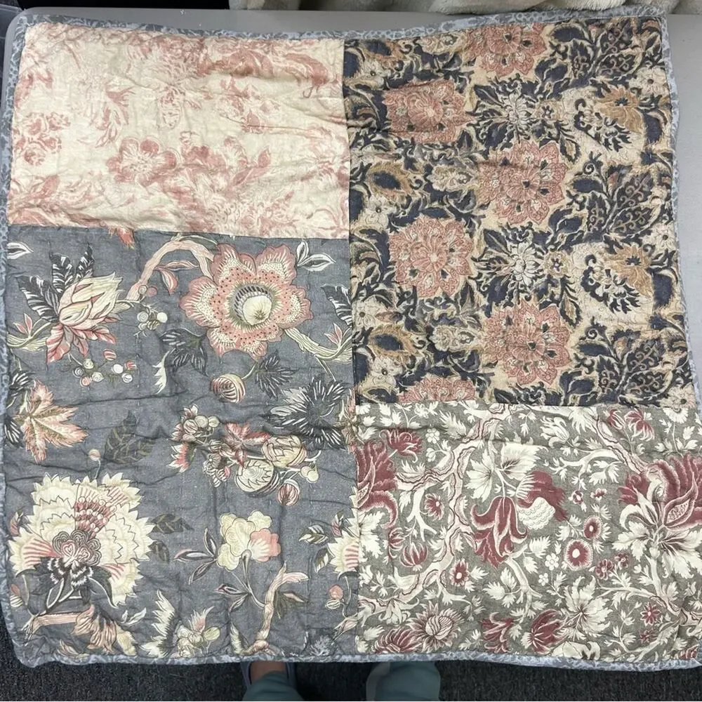 2 Pottery Barn Rosalyn Patchwork Euro Sham Floral Print Bedding Pillow Cover NWT